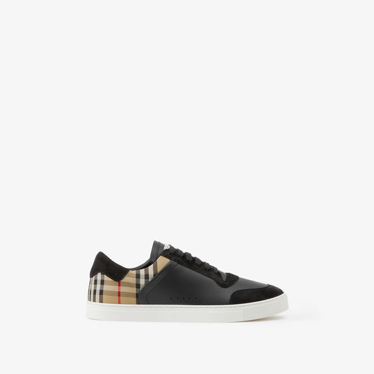 Burbbery Leather, Suede and Check Sneakers (BLACK)