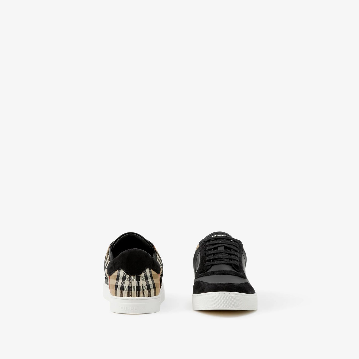 Burbbery Leather, Suede and Check Sneakers (BLACK)