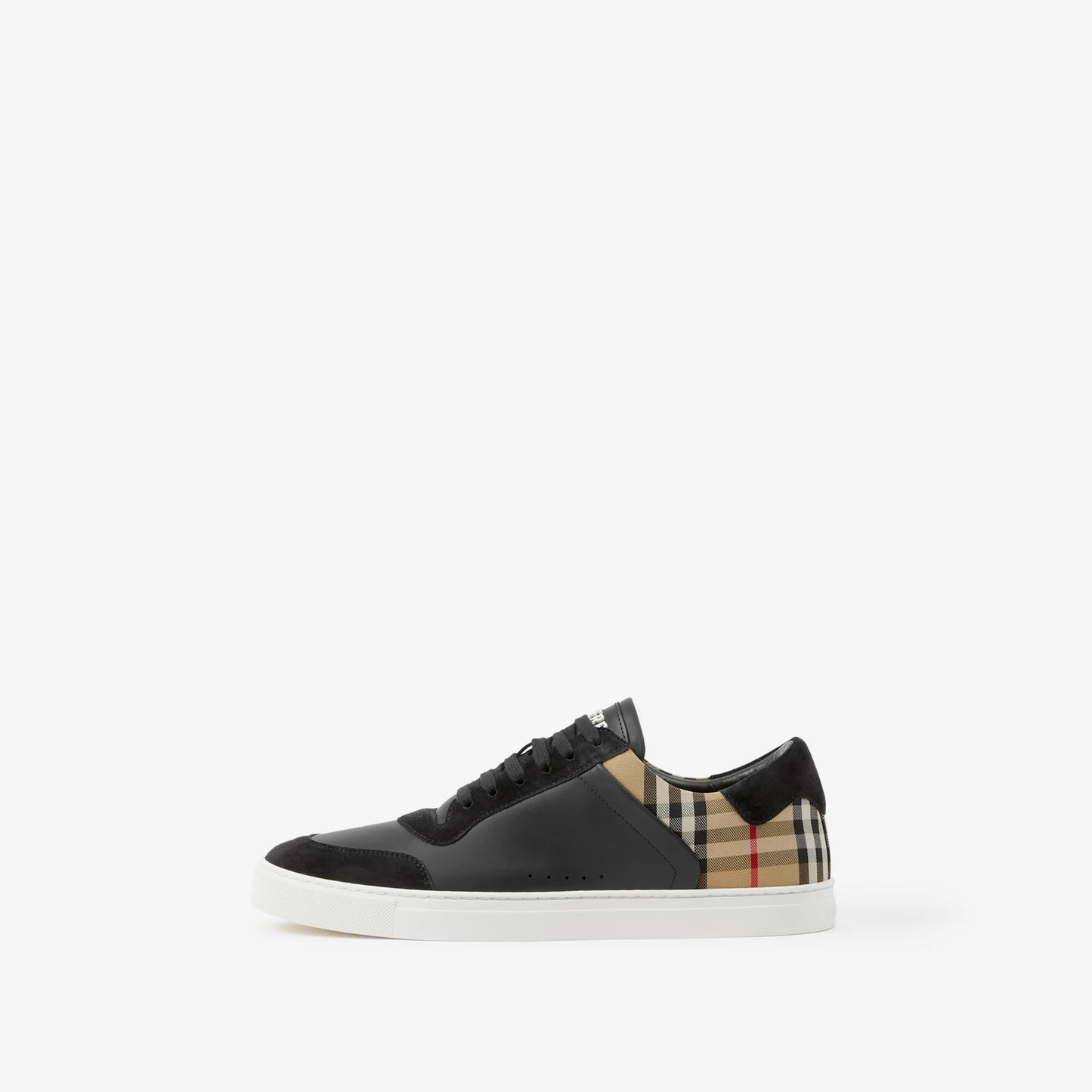 Burbbery Leather, Suede and Check Sneakers (BLACK)