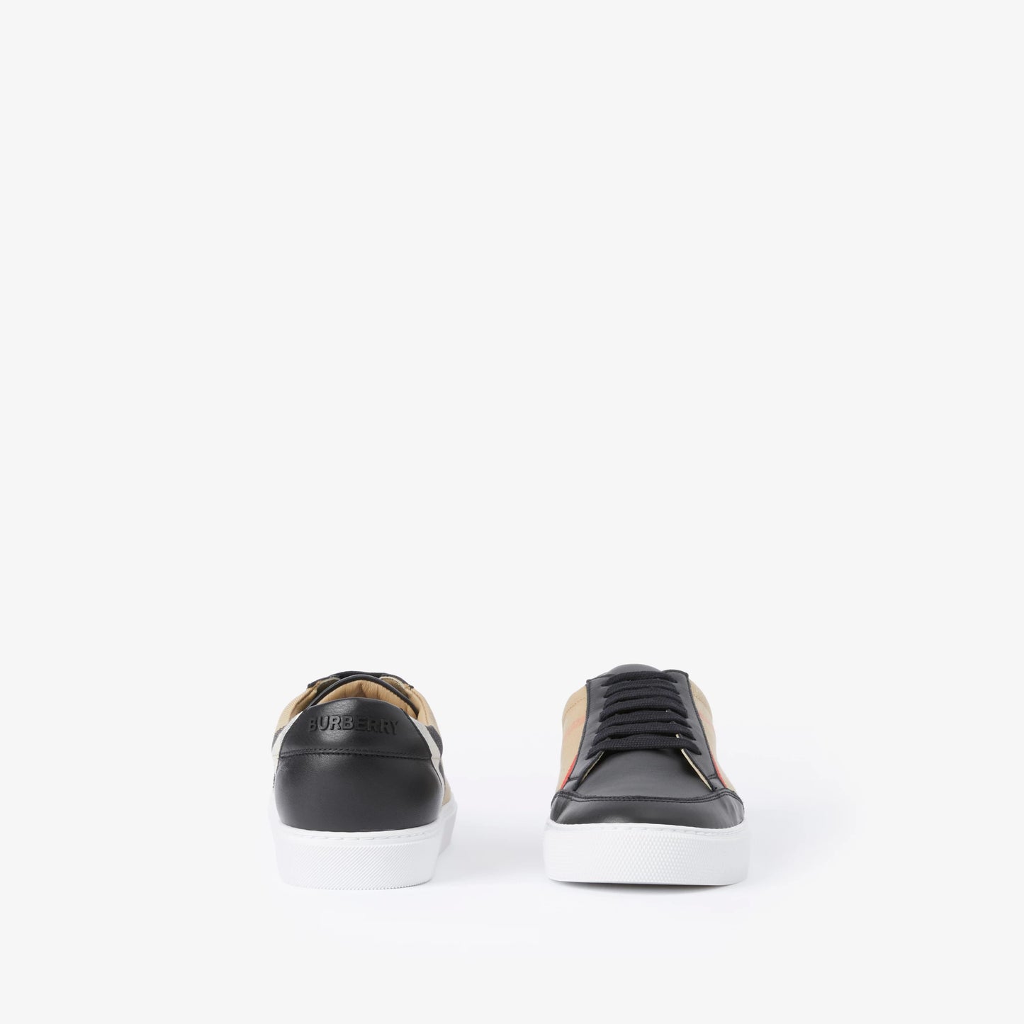 BURBBERY House Check and Leather Sneakers